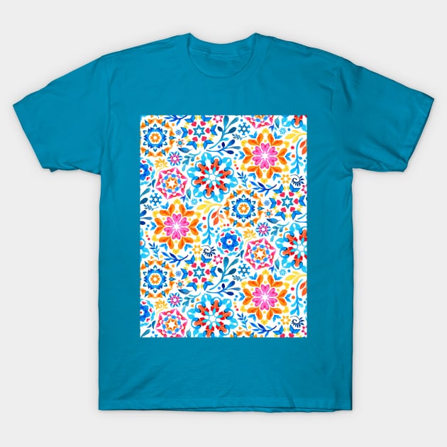 Watercolor Kaleidoscope Floral - brights T-Shirt by micklyn